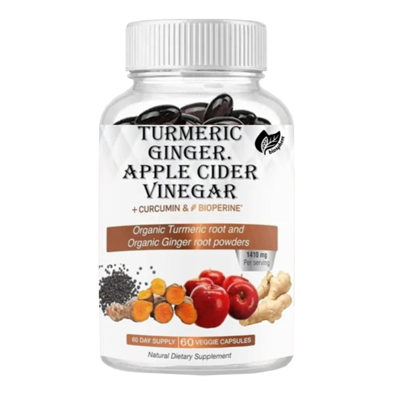 Turmeric Curcumin Capsule - Bio-Kurkuma-Wurzelpulver, Bio-Ingwerpulver und Apfelessigpulver enthalten Curcumin