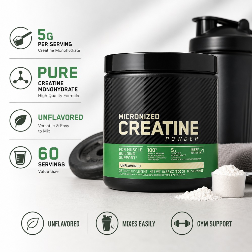 Nutrition And Fitness - Kreatin-Monohydrat-Pulver 300g zur Unterstützung von Kraft,