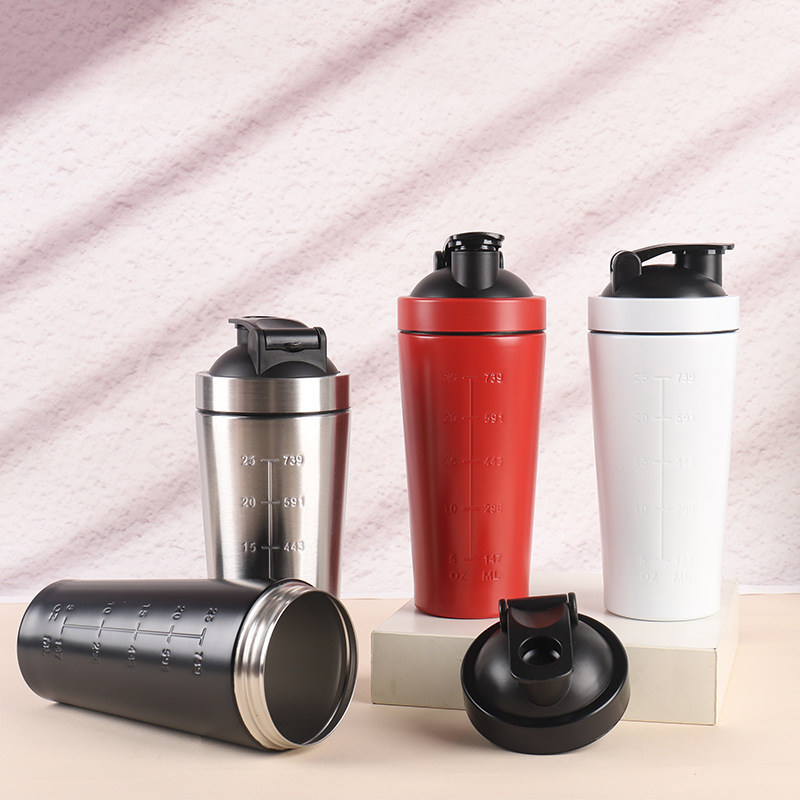 Nutrition And Fitness - 500 ml/750 ml Edelstahl-Proteinpulver-Shaker-Flasche mit Stahlkugel